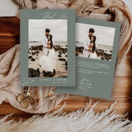 ミニマモダンリストSage書道の写真結婚の サンキューカード