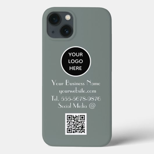 ミニマモダンリストSage GreenカスタムロゴQRコード Case-Mate iPhoneケース (裏面)