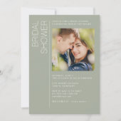 ミニマモダンリストSage Greenブライダルシャワー写真 招待状 (正面)