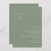 ミニマモダンリストSage Green結婚の詳細 エンクロージャーカード (正面/裏面)