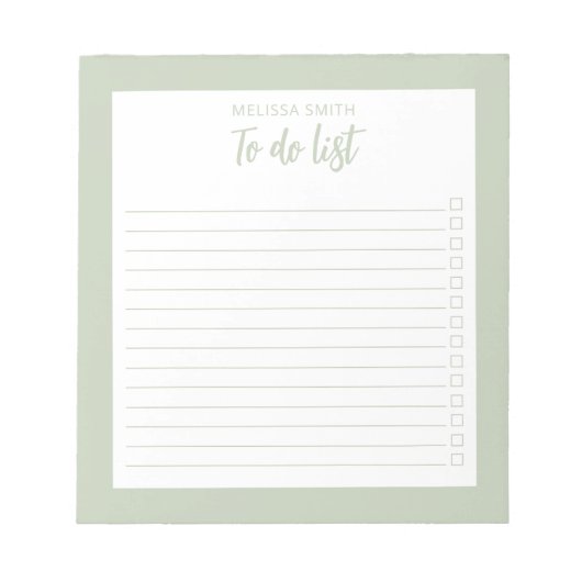 ミニマモダンリストSage Green ノートパッド (正面)