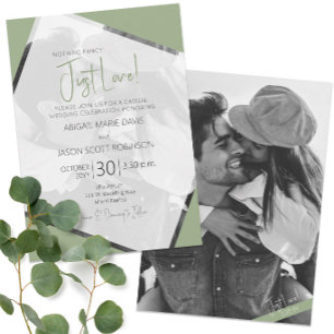 📸💚ミニマモダンリストSage Green Just 結婚 Love's 招待状