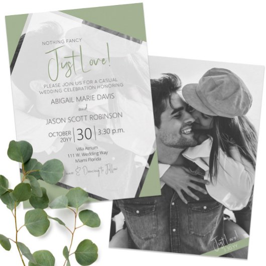 📸💚ミニマモダンリストSage Green Just 結婚 Love's 招待状