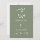 ミニマモダンリストSage Green Photo Boho 結婚's 招待状 (正面)