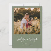 ミニマモダンリストSage Green Photo Boho 結婚's 招待状 (裏面)