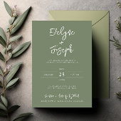 ミニマモダンリストSage Green Photo Boho 結婚's 招待状
