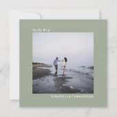 ミニマモダンリストSage Green Square Photo 結婚's 招待状 (正面)