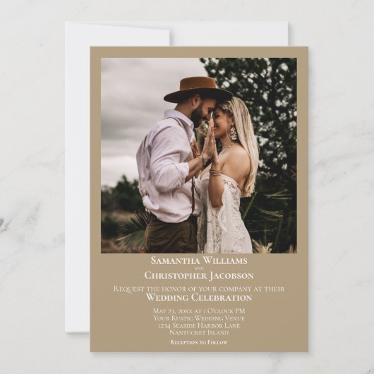 ミニマモダンリストSandy Tan Photo結婚's 招待状 (正面)