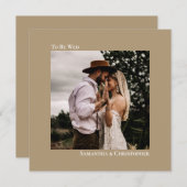 ミニマモダンリストSandy Tan Square Photo 結婚's 招待状 (正面/裏面)