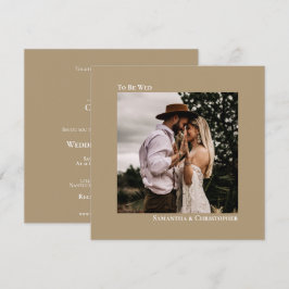 ミニマモダンリストSandy Tan Square Photo 結婚's 招待状