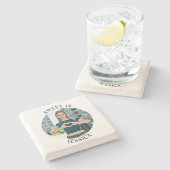 ミニマモダンリストSweet 16誕生日サークル写真 ストーンコースター (横)