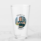 ミニマモダンリストSweet 16誕生日サークル写真 タンブラーグラス (正面)