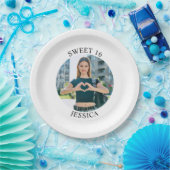 ミニマモダンリストSweet 16誕生日サークル写真 ペーパープレート (パーティー)