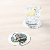 ミニマモダンリストSweet 16誕生日サークル写真 ラウンドペーパーコースター (インサイチュ)