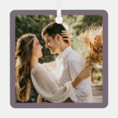 ミニマモダンリストTaupe Grayカップル結婚の写真 メタルオーナメント (正面)