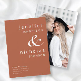 ミニマモダンリストTerracottaアンパサンド写真 セーブザデート