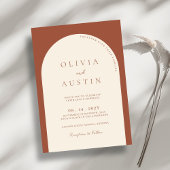 ミニマモダンリストTerracottaアーチ写真結婚の 招待状