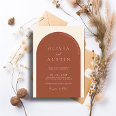 ミニマモダンリストTerracottaアーチ写真結婚の 招待状