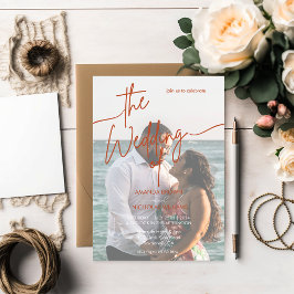 ミニマモダンリストTerracotta写真結婚の 招待状