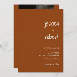 ミニマモダンリストTerracotta写真結婚の 招待状