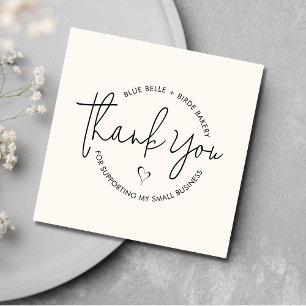ミニマモダンリストThank You Small Business クリーム スクエア名刺