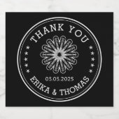 ミニマモダンリストThank You with line art flower スパークリングワインラベル (シングルラベル)