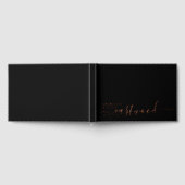 ミニマモダンリス結婚トのモノグラム箔ブラック ゲストブック (全面)