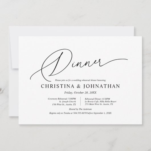 ミニマモダンリス結婚トのリハーサルとディナー 招待状 (正面)