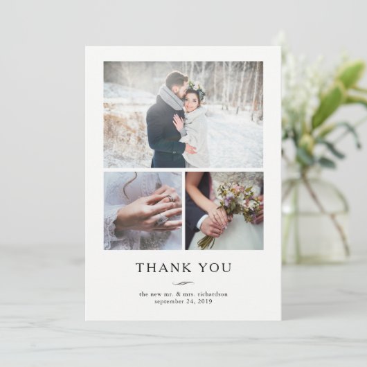 ミニマモダンリス結婚トの感謝 | 写真3枚 サンキューカード (スタンド正面)
