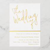 ミニマモダンリス結婚トの金ゴールド 箔招待状 (正面)