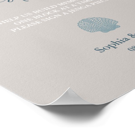 ミニマモダンリス結婚トのJengaゲストブックサイン ポスター (角)