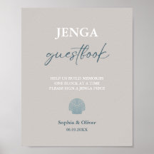 ミニマモダンリス結婚トのJengaゲストブックサイン