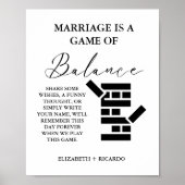 ミニマモダンリス結婚トのJengaゲストブックサイン ポスター (正面)