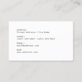 ミニマモダンリズムスタイルデジタル文字レモンイエロー 名刺 (裏面)