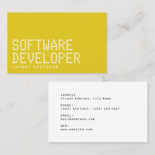 ミニマモダンリズムスタイルデジタル文字レモンイエロー 名刺 (正面/裏面)