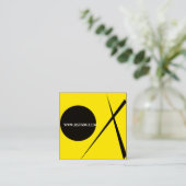 ミニマモダンリズム抽象芸術アートイエローブラック スクエア名刺 (スタンド正面)