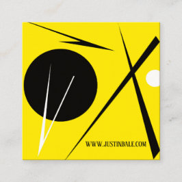 ミニマモダンリズム抽象芸術アートイエロー白黒 スクエア名刺