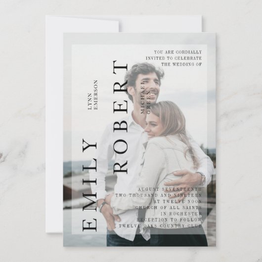 ミニマモダンリズム結婚式招待状ホワイト 招待状 (正面)