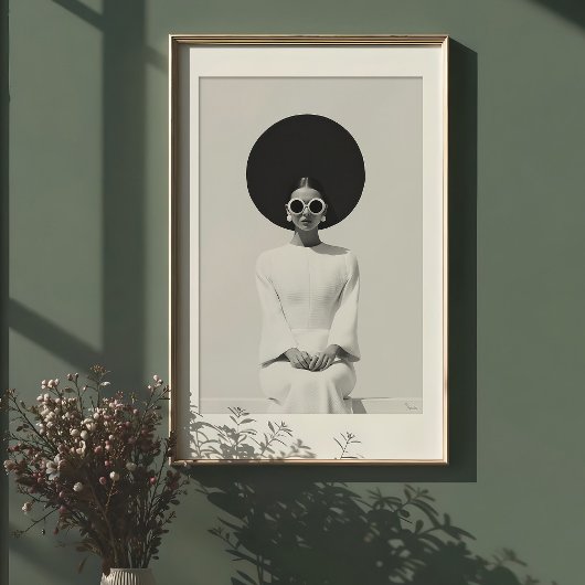 ミニマモダンリズム:印象的なB&Wファッションポートレート ポスター