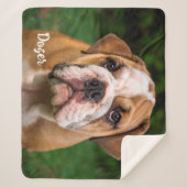 ミニマモダンリパーソナライズされたのペットフォトドッグ愛好家 シェルパブランケット (正面)