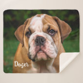 ミニマモダンリパーソナライズされたのペットフォトドッグ愛好家 シェルパブランケット (正面(横))
