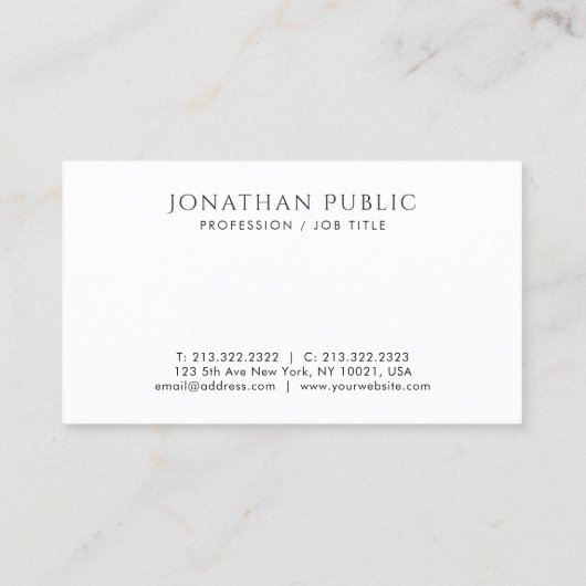 ミニマモダンリパーソナライズされたスト美テンプレート 名刺 (裏面)