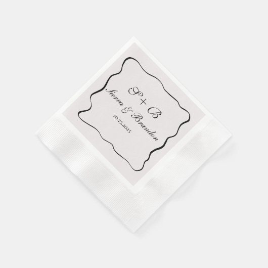 ミニマモダンリパーソナライズされたズムB&Wナプキンス 縁ありカクテルナプキン (角)