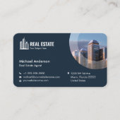 ミニマモダンリ実在ストエステート写真ダークブルー 名刺 (正面)