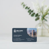 ミニマモダンリ実在ストエステート写真ダークブルー 名刺 (スタンド正面)