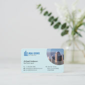 ミニマモダンリ実在ズムの不動産写真ライトブルー 名刺 (スタンド正面)