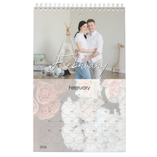 ミニマモダンリ数々のストの家族と友人の写真 カレンダー (2月 2026)