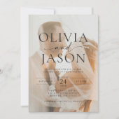 ミニマモダンリQRコーエレガントドフォト結婚ズ 招待状 (正面)