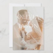 ミニマモダンリQRコーエレガントドフォト結婚ズ 招待状 (正面)