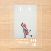 ミニマモダンルはっきりしたイニシャル写真結婚の アクリル招待状 (正面)